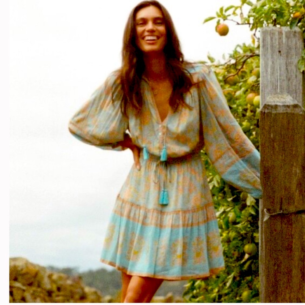 Spell VINTAGE Juniper PLAYDRESS size L Long Sleeve Dress - Picture 2 of 7